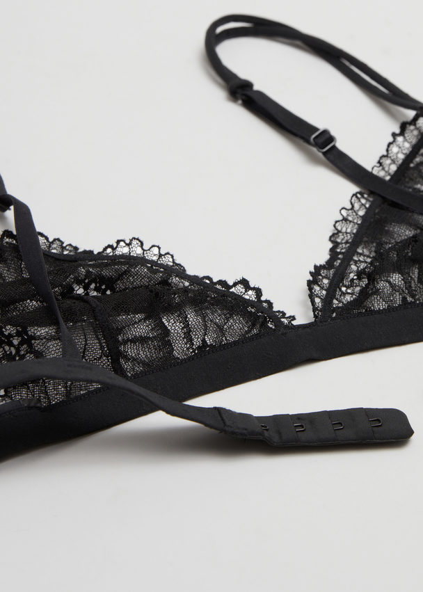 & Other Stories Floral-lace Soft Bra Black