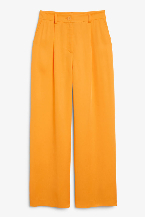Monki High Waist Wide Leg Lightweight Trousers Orange Orange