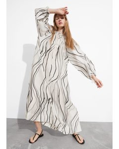 Zwierige Oversized Midi-jurk Wit Met Print