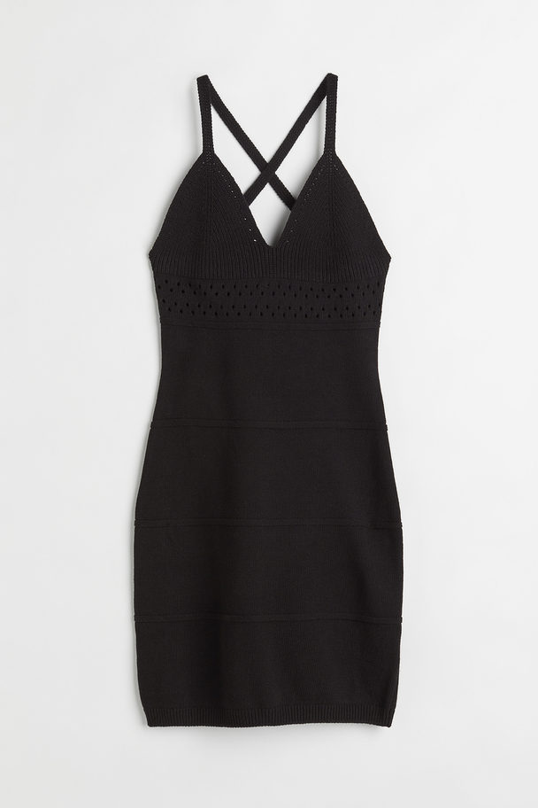 H&M Knitted Cotton Dress Black