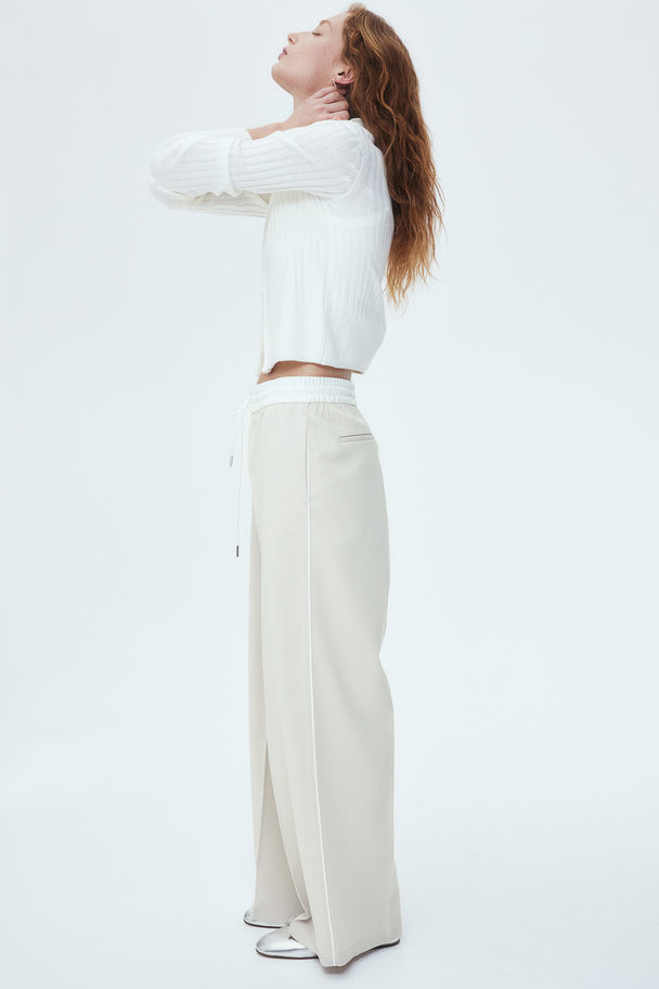 H&M Wide Pull-on Trousers Light Beige