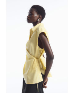 Oversized Sleeveless Wrap Shirt Yellow