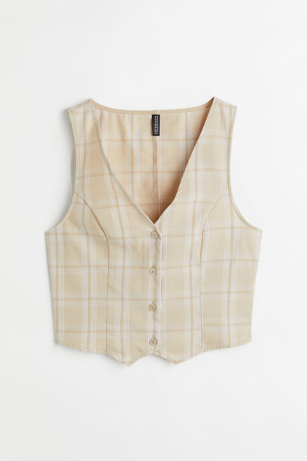 H&M Suit Waistcoat Light Beige/white Checked