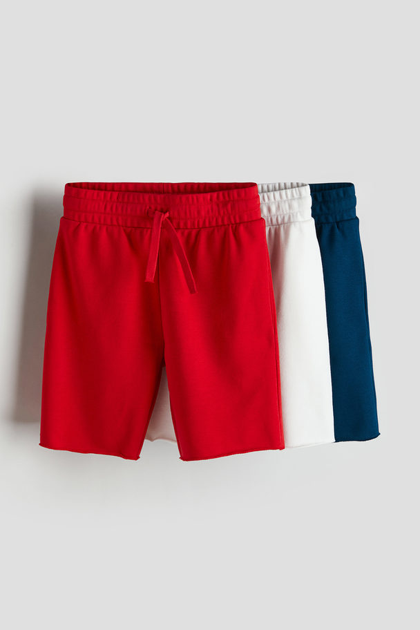 H&M 3er-Pack Shorts Knallrot/Marineblau