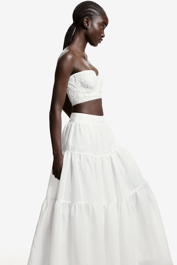 H&M Tiered Maxi Skirt White