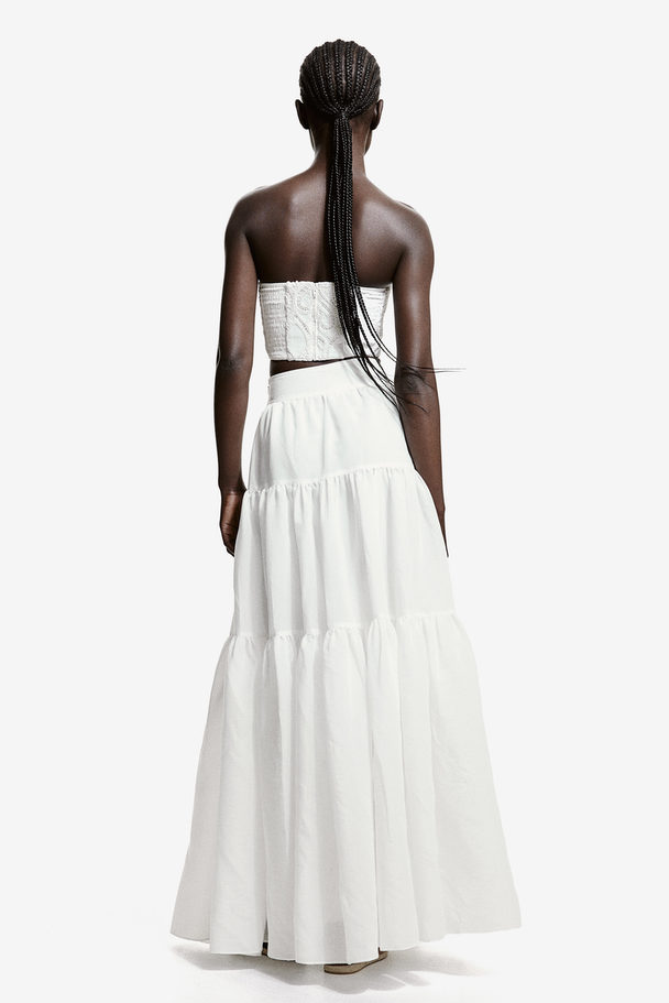 H&M Tiered Maxi Skirt White