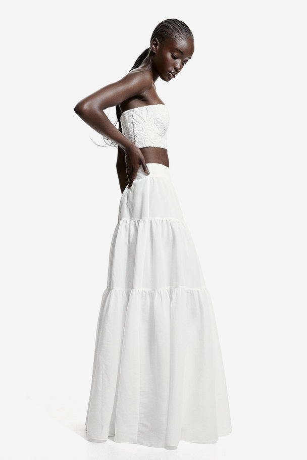 H&M Tiered Maxi Skirt White