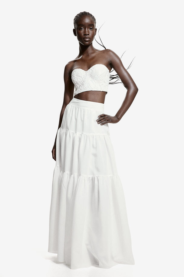 H&M Tiered Maxi Skirt White