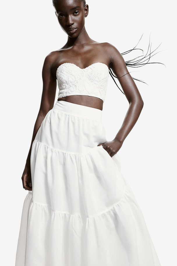 H&M Tiered Maxi Skirt White