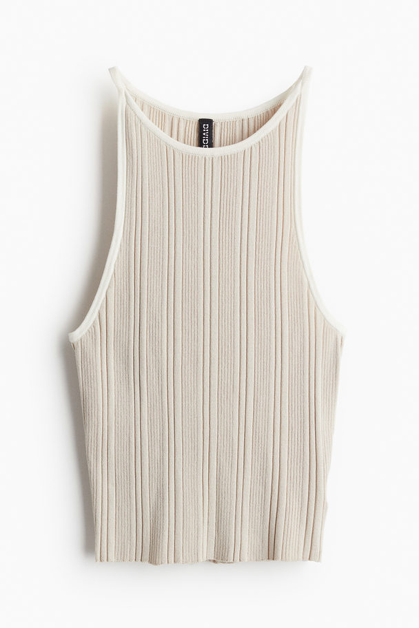 H&M Rib-knit Vest Top Light Beige
