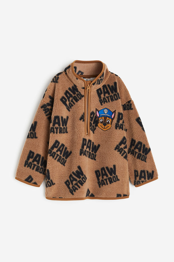 H&M Shirt aus Teddyfleece mit Reißverschluss Dunkelbeige/Paw Patrol
