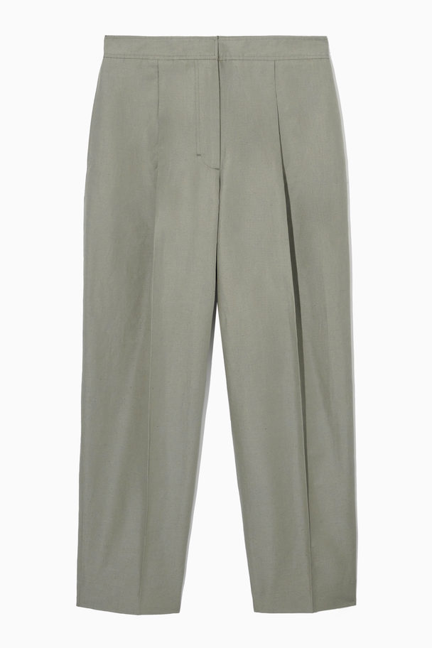 COS Tapered Pleated Linen-blend Chinos Stone