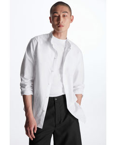 Regular-fit Grandad-collar Shirt White