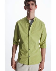 Regular-fit Grandad-collar Shirt Green