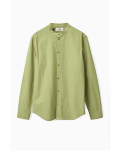 Regular-fit Grandad-collar Shirt Green