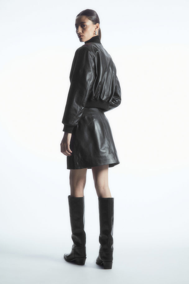 COS Appliquéd Leather Mini Skirt Black
