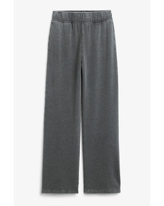 Wide Leg Tracksuit Trousers Grey Acid Wash