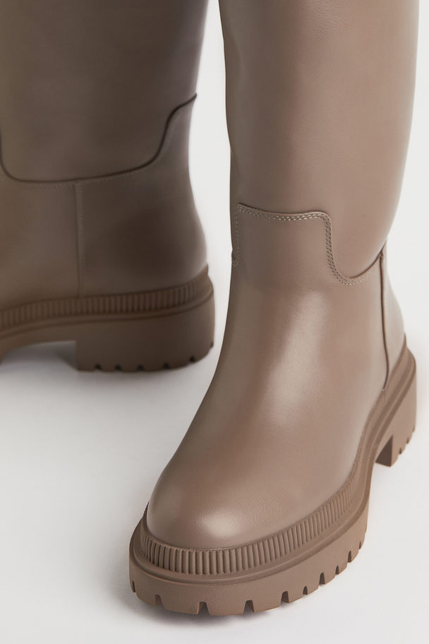 H&M Knee-high Boots Greige