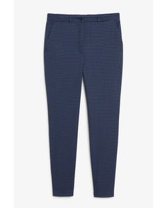 Dressy tapered trousers Blue houndstooth