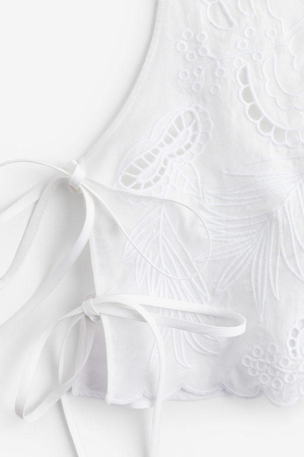 H&M Top Med Broderie Anglaise Hvid