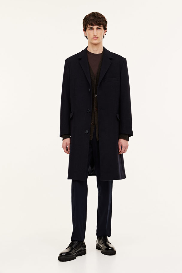 H&M Wool-blend Coat Dark Blue