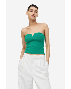 Textured-knit Tube Top Green