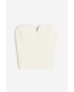 Textured-knit Tube Top Cream