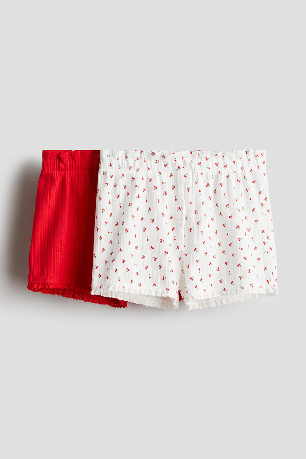 H&M 2er-Pack Schlupfshorts aus Jersey Rot/Kirschen