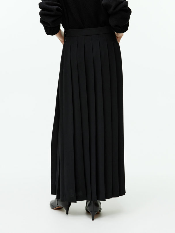 ARKET Pleated Midi Skirt Black