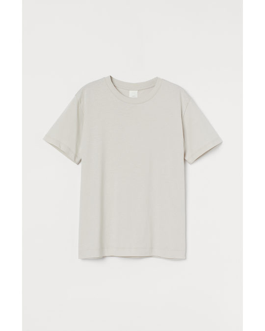 H&M Cotton T-shirt Light Green-beige