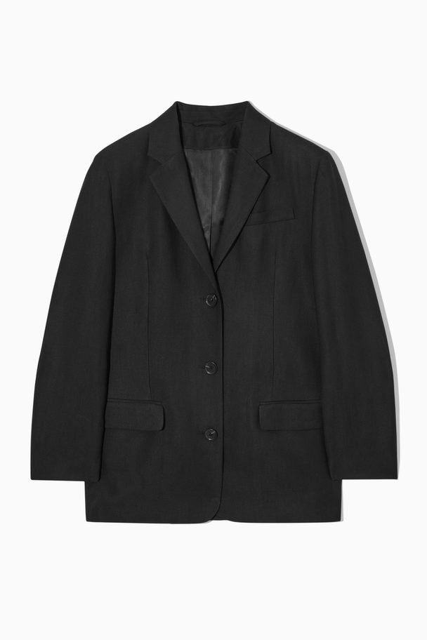 COS Relaxed-fit Linen-blend Blazer Black