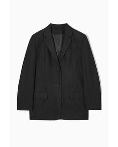 Relaxed-fit Linen-blend Blazer Black