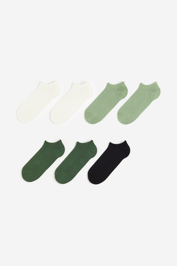 H&M 7-pack Trainer Socks Cream/light Green