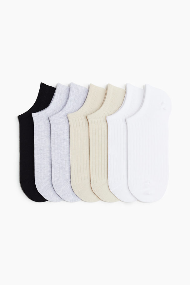 H&M 7er-Pack Sneakersocken Beige