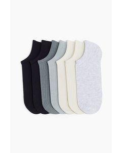 7er-Pack Sneakersocken Türkis/Cremefarben