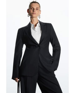 Slim-fit Tailored Wool Blazer Dark Navy