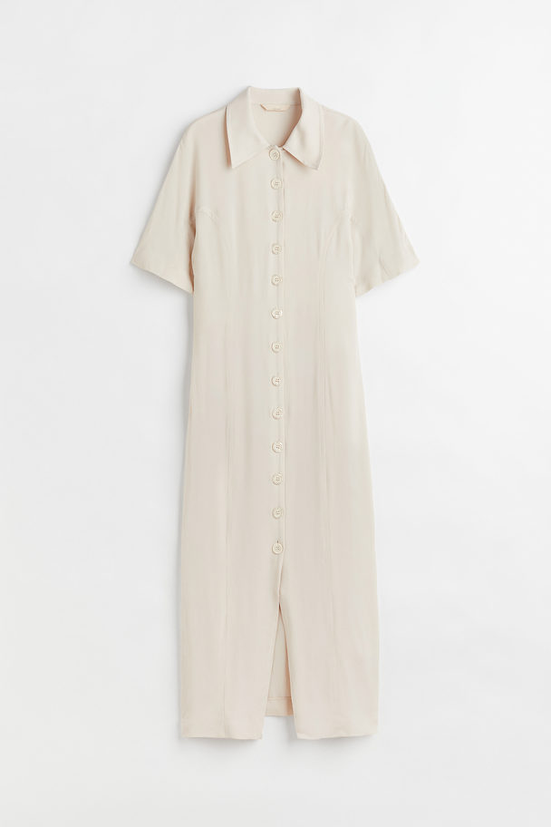H&M Blusenkleid aus Seidenmischung Hellbeige