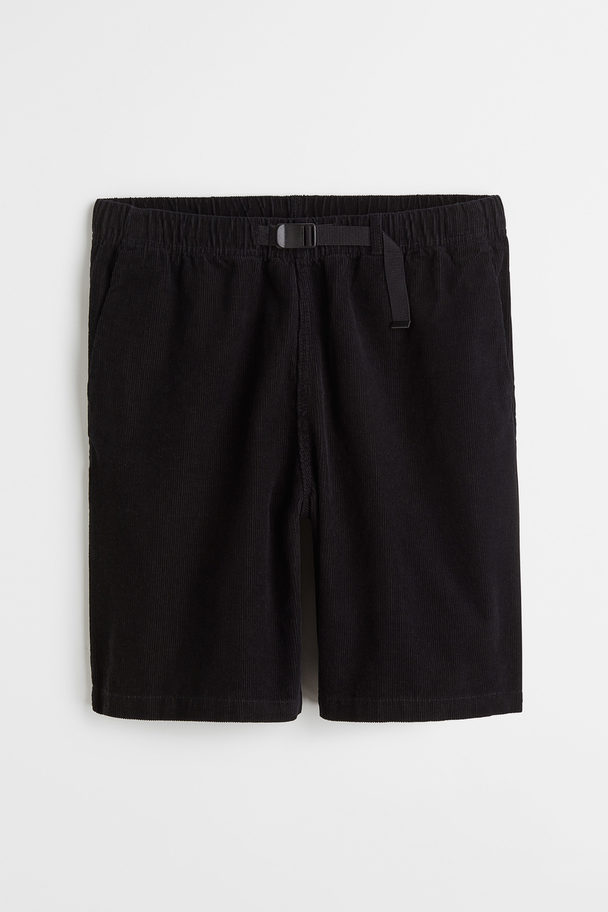 H&M Cordshorts Relaxed Fit Schwarz