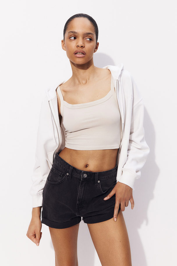 H&M Cropped Straptop Lichtbeige