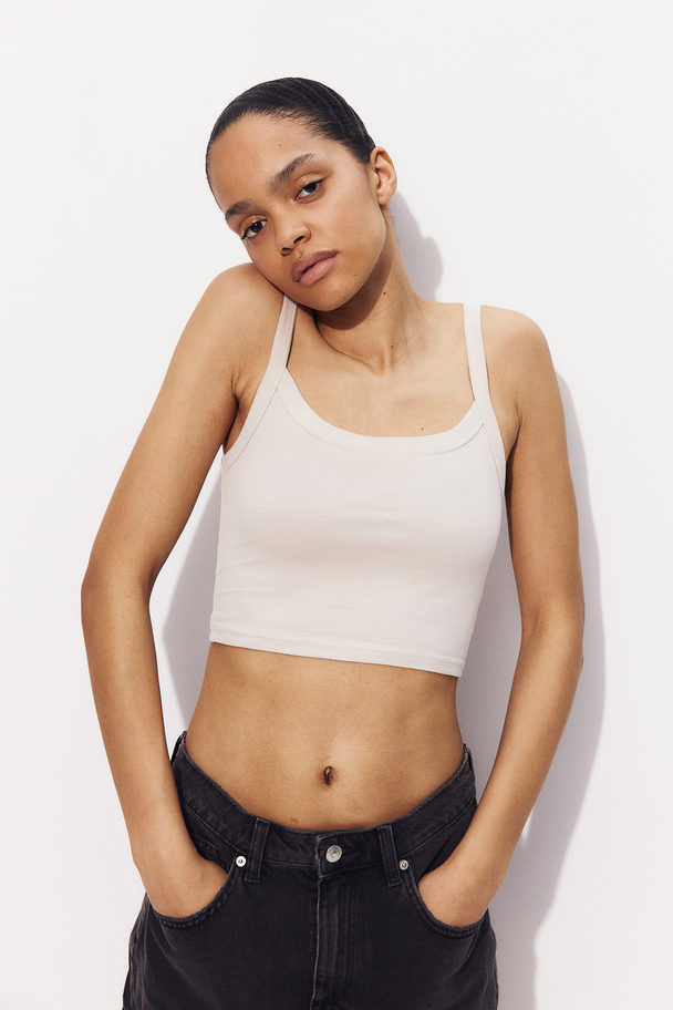 H&M Cropped Strappy Top Light Beige