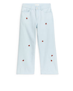 Embroidered Denim Trousers Blue