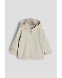 Hoodiejacke mit Zipper Hellbeige