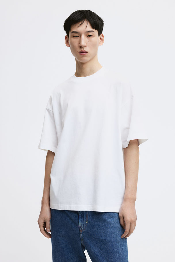 H&M T-Shirt in Oversized Fit Weiß