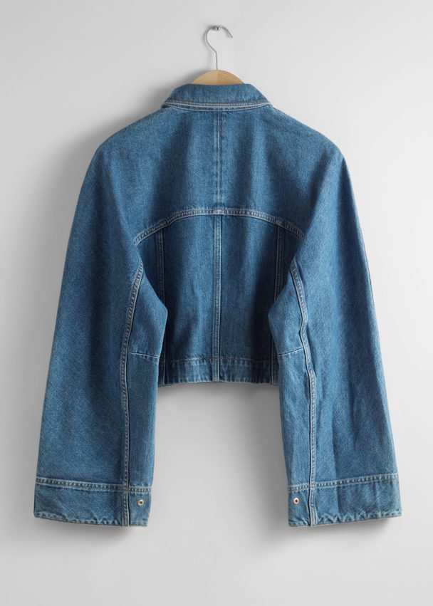 & Other Stories Cropped Denim Jacket Mid Blue