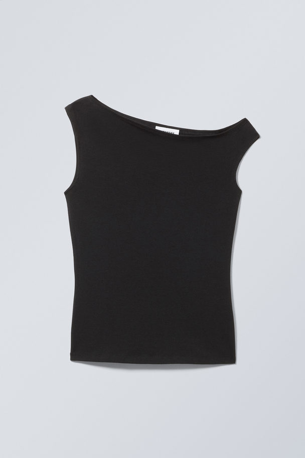 Weekday Fitted Asymmetric Top Black