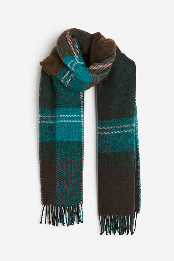 H&M Patterned Scarf Turquoise/brown