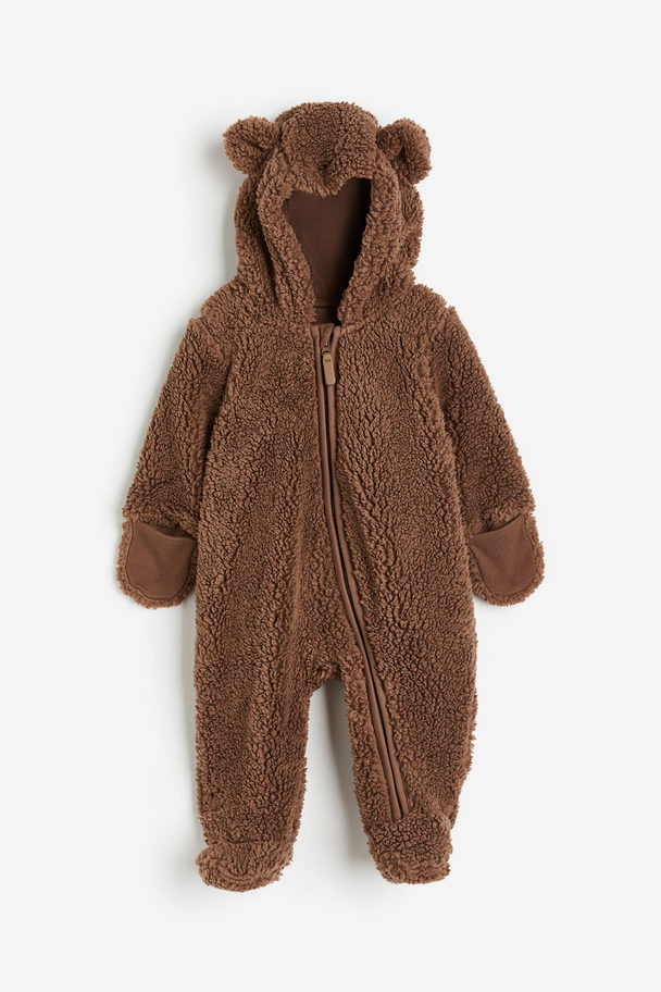 H&M Køredragt I Teddybear Med Ører Mørkebrun
