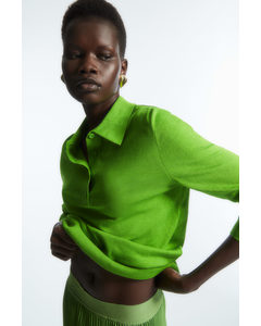 Knitted Silk-blend Polo Shirt Green