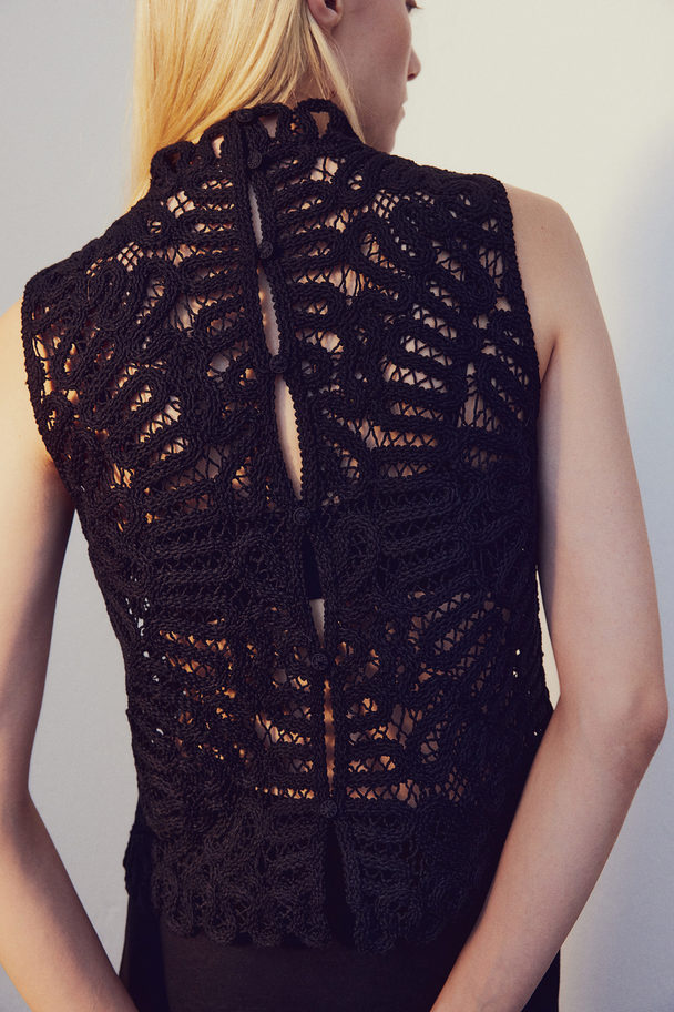 H&M Crochet-look Top Black