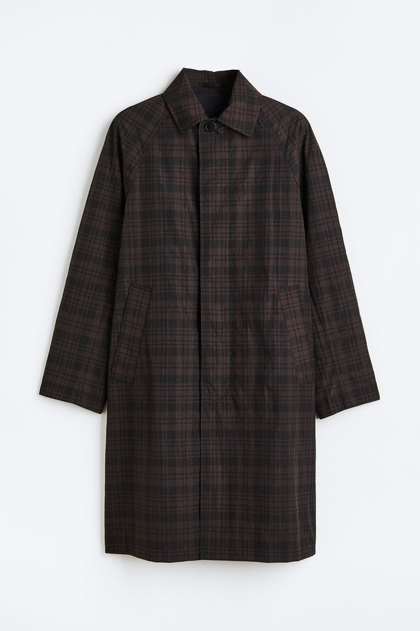 H&M Nylon Carcoat Donkerblauw/geruit